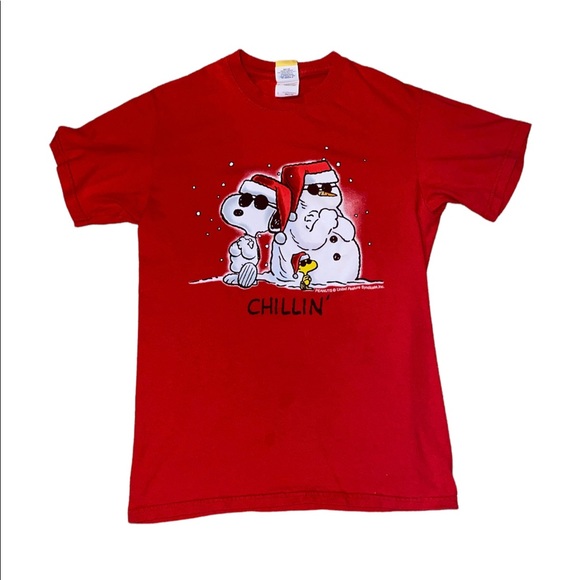 Peanuts Snoopy Woodstock and snowman Christmas shirt - Picture 1 of 5